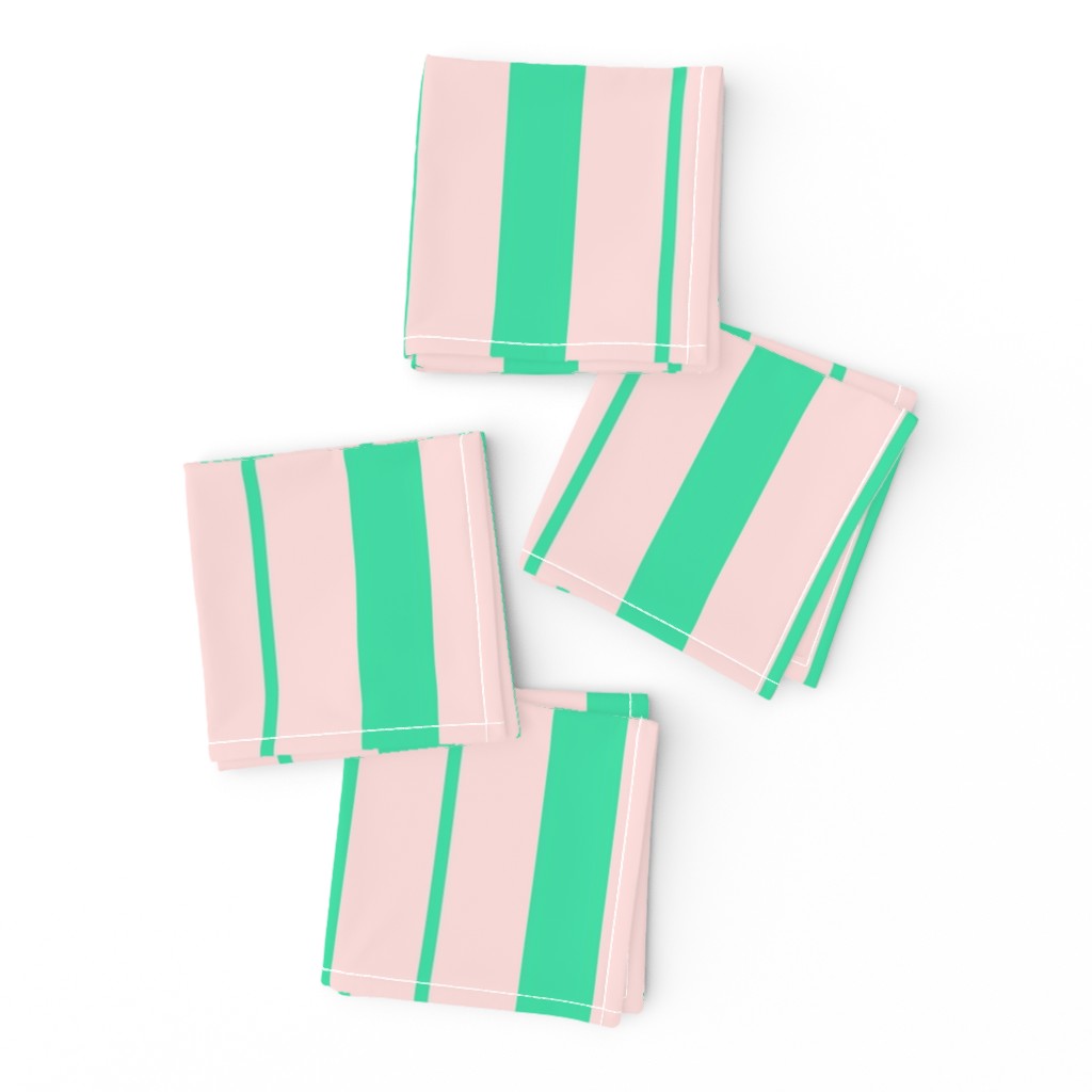 Pink and Mint Green Café Stripe Vertical Pattern