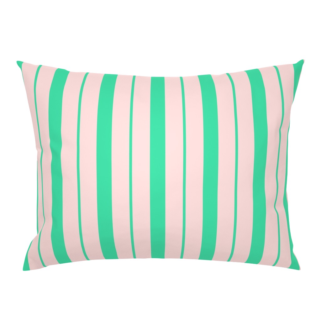 Pink and Mint Green Café Stripe Vertical Pattern