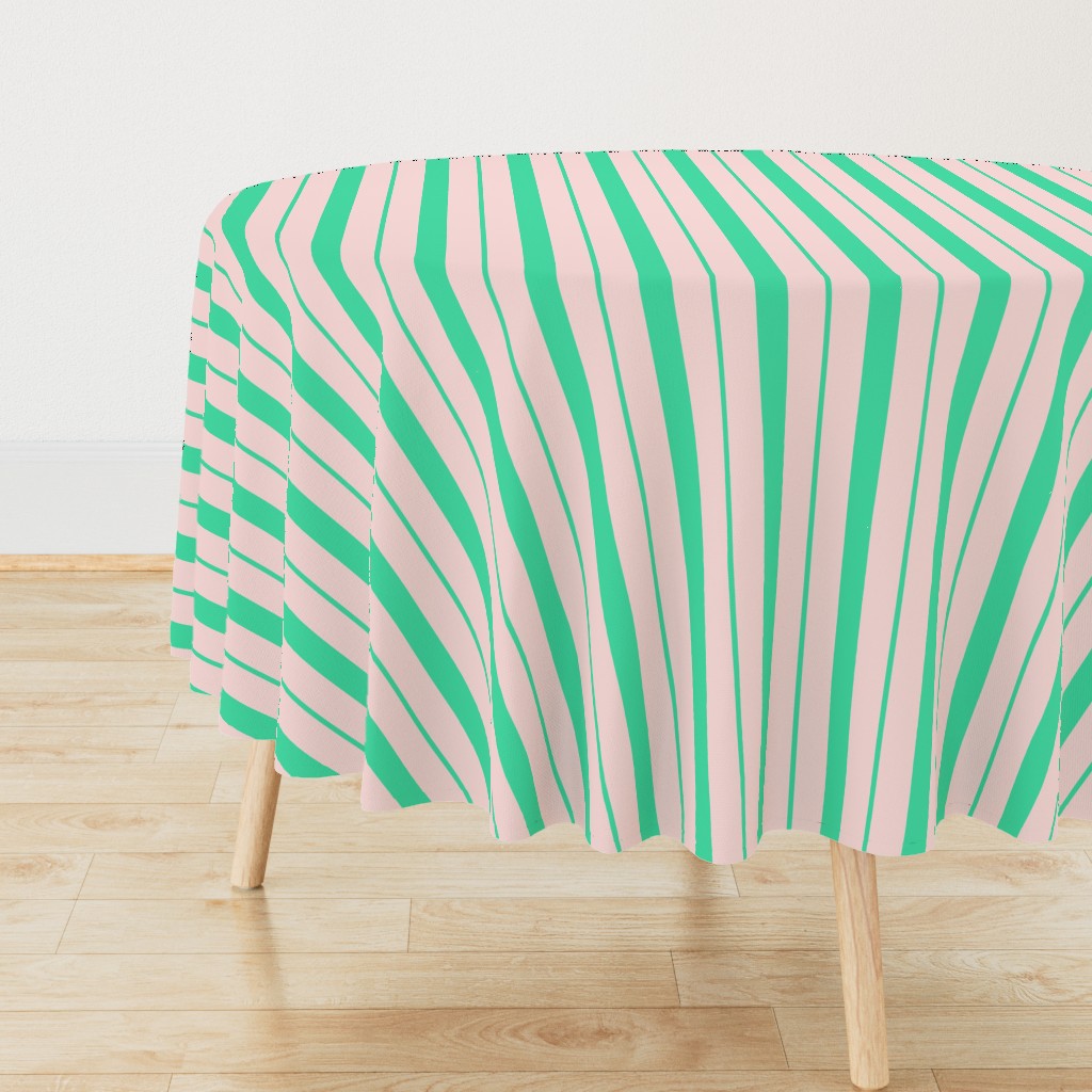 Pink and Mint Green Café Stripe Vertical Pattern