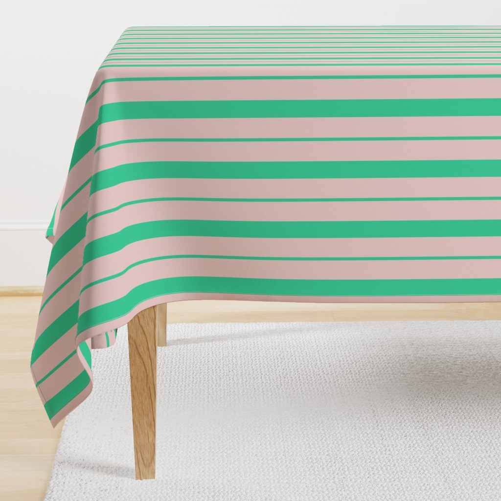 Pink and Mint Green Café Stripe Vertical Pattern