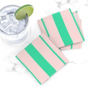 Pink and Mint Green Café Stripe Vertical Pattern