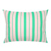 Pink and Mint Green Café Stripe Vertical Pattern