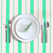 Pink and Mint Green Café Stripe Vertical Pattern