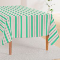 Pink and Mint Green Café Stripe Vertical Pattern