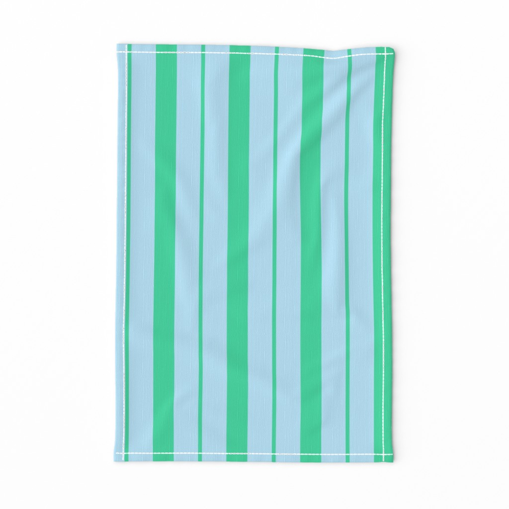 Blue and Mint Green Café Stripe Vertical Pattern