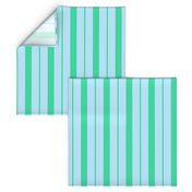 Blue and Mint Green Café Stripe Vertical Pattern