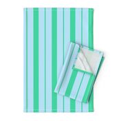 Blue and Mint Green Café Stripe Vertical Pattern