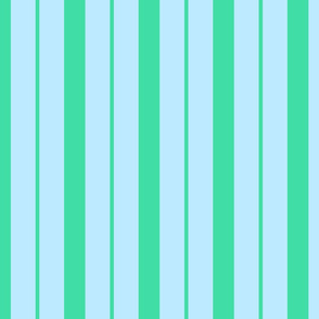 Blue and Mint Green Café Stripe Vertical Pattern