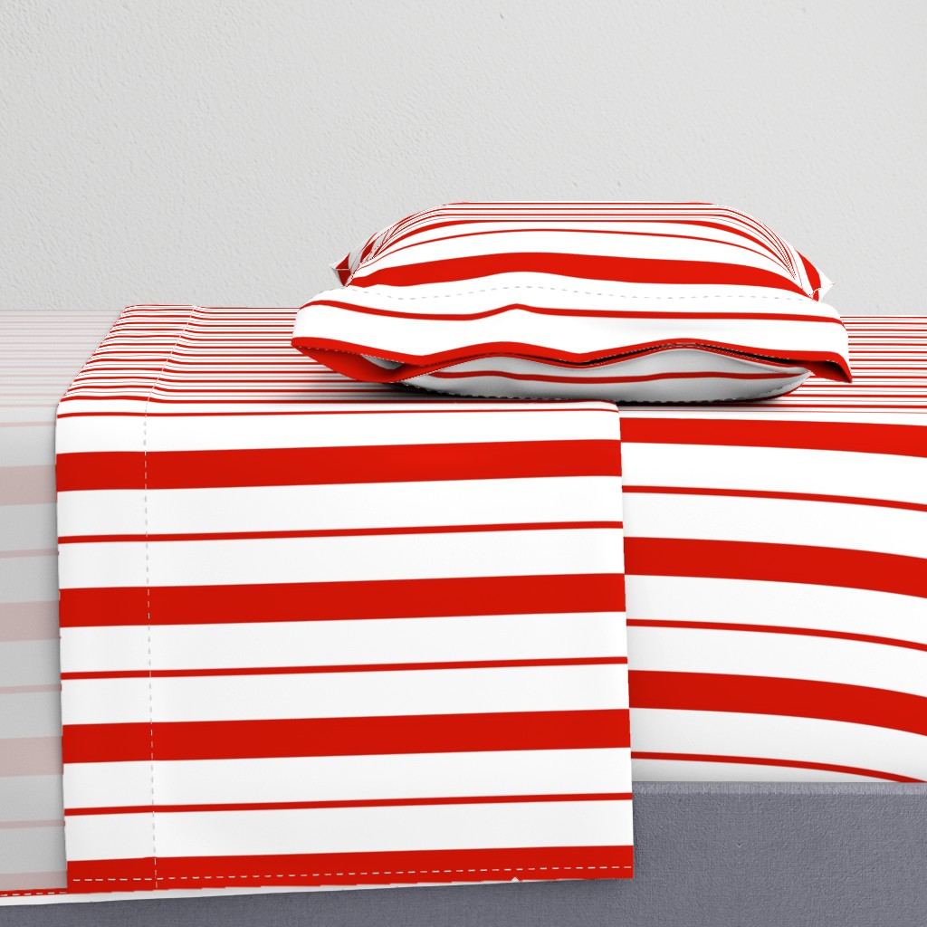 Red and White Café Stripe Vertical Pattern