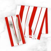 Red and White Café Stripe Vertical Pattern