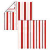 Red and White Café Stripe Vertical Pattern