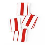 Red and White Café Stripe Vertical Pattern