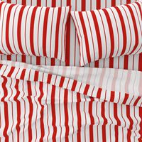 Red and White Café Stripe Vertical Pattern