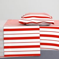 Red and White Café Stripe Vertical Pattern