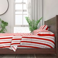 Red and White Café Stripe Vertical Pattern