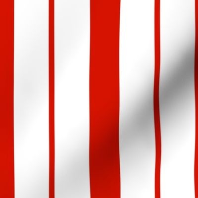Red and White Café Stripe Vertical Pattern