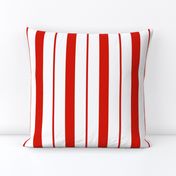 Red and White Café Stripe Vertical Pattern