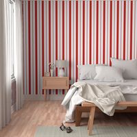 Red and White Café Stripe Vertical Pattern