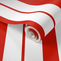 Red and White Café Stripe Vertical Pattern