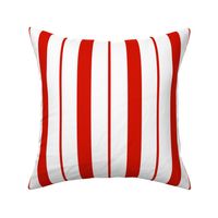 Red and White Café Stripe Vertical Pattern