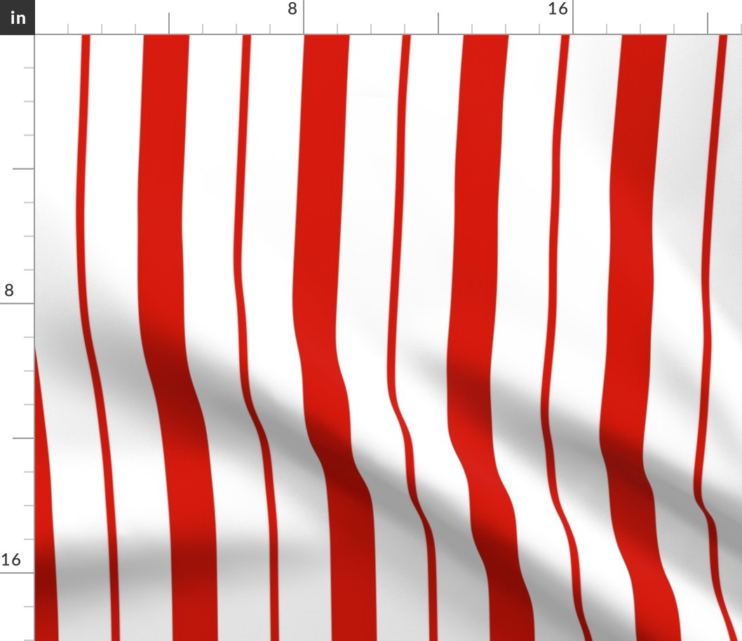 Red and White Café Stripe Vertical Pattern