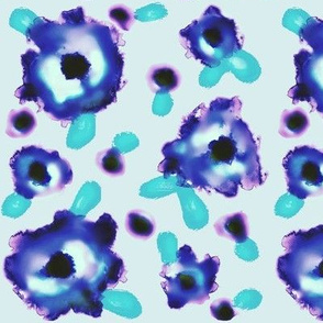 Beautifully Blue Blooms / Watercolor flowers med on Soft Blue  
