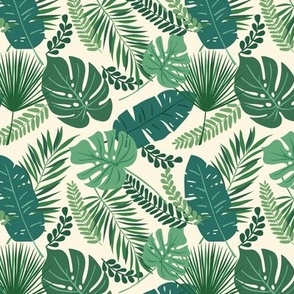 Tropical Leaves and branches cream