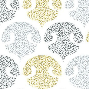 spotty dog nose damask - cool white - large