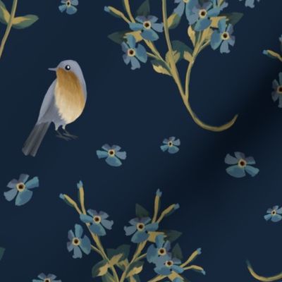 Bird spring- summer in medieval tapestries style