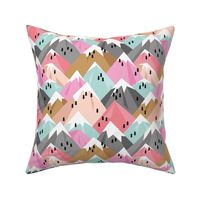 Abstract geometric winter snow topped mountains minimal climbing theme pink girls