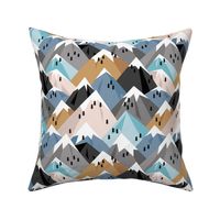 Abstract geometric winter snow topped mountains minimal climbing theme blue neutral boys XS