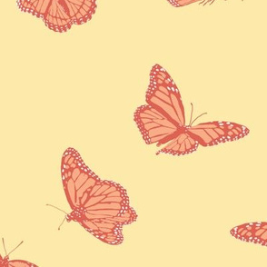 Peach Monarch Butterfly on Yellow