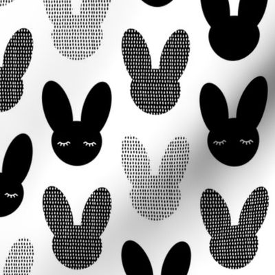 Minimal monochrome bunnies Scandinavian abstract neutral kids theme black and white