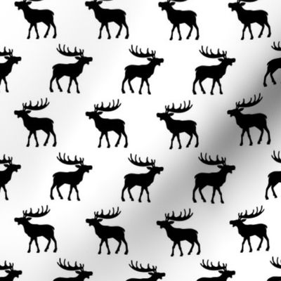 Minimal moose woodland animals winter silhouette monochrome black and white