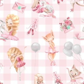 10" Nursery for little Ballerinas on pink  - white gingham 3