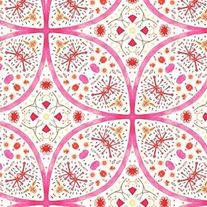 Pink watercolor geometric circles