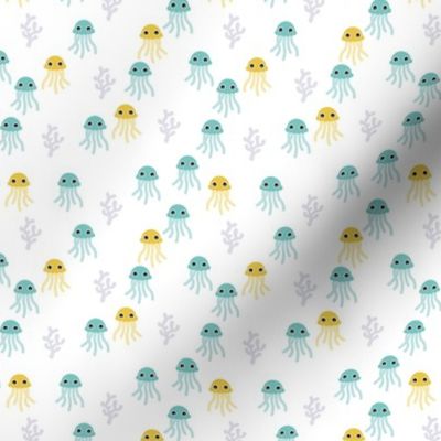 Cute little jellyfish deep sea swimwear print ocean love mint blue boys