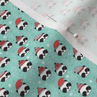 TINY - winter panda fabric  // winter holiday christmas design by andrea lauren cute panda fabric - lite blue