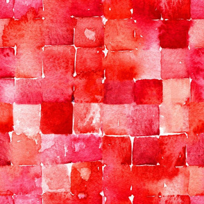 Red Watercolor Geometric Squares