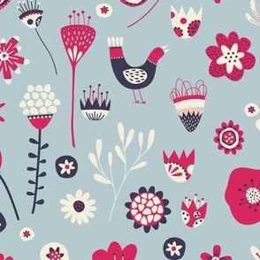 Spring Folk Floral Blue