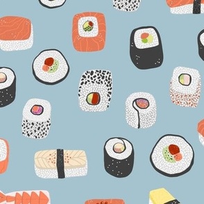 Sushi Roll Maki Nigiri Japanese Food Blue
