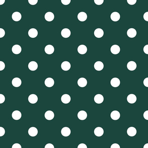 White Polka Dots on Forest Green - large