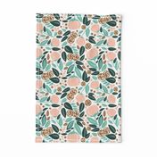 bronze  rose  spearmint forest floral mess on white