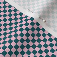 JP1 - Small - Checkerboard of One Inch Squares in Aquamarine and Pastel Pink