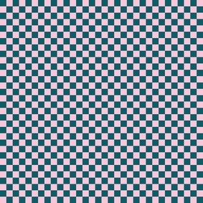 JP1 - Small - Checkerboard of One Inch Squares in Aquamarine and Pastel Pink