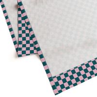 JP1 - Large - Checkerboard of One Inch Squares in Aquamarine and Pastel Pink