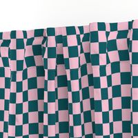 JP1 - Large - Checkerboard of One Inch Squares in Aquamarine and Pastel Pink