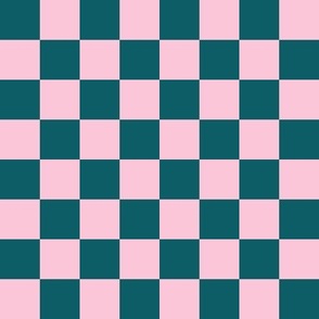 JP1 - Large - Checkerboard of One Inch Squares in Aquamarine and Pastel Pink