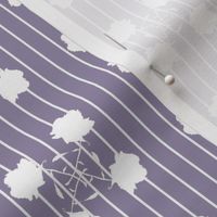 JP35  - Small - White Rose Pinwheel Silhouette on Lavender Grey Pinstripes