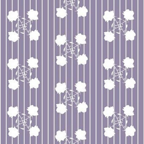 JP35  - Small - White Rose Pinwheel Silhouette on Lavender Grey Pinstripes